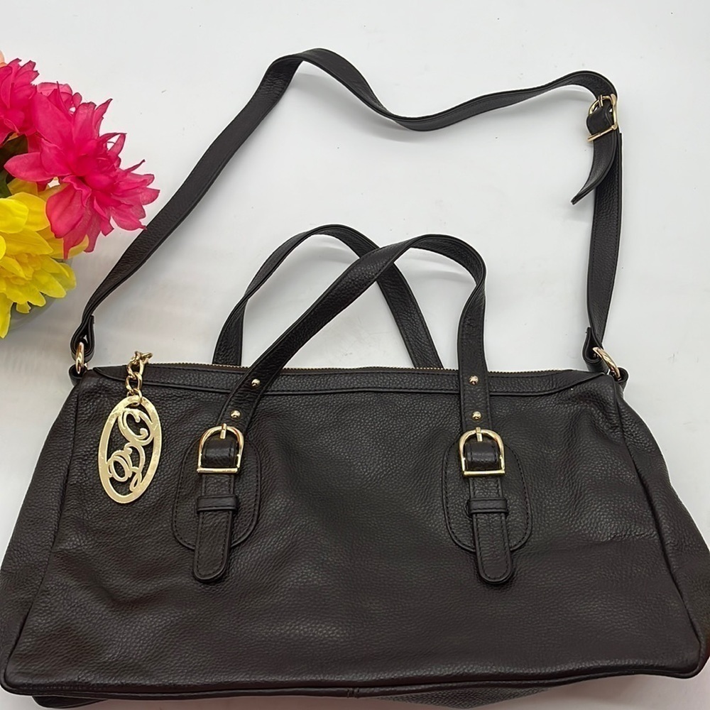 Onna Ehrlich Dark brown Pebble leather bag with crossbody strap BRN2080A